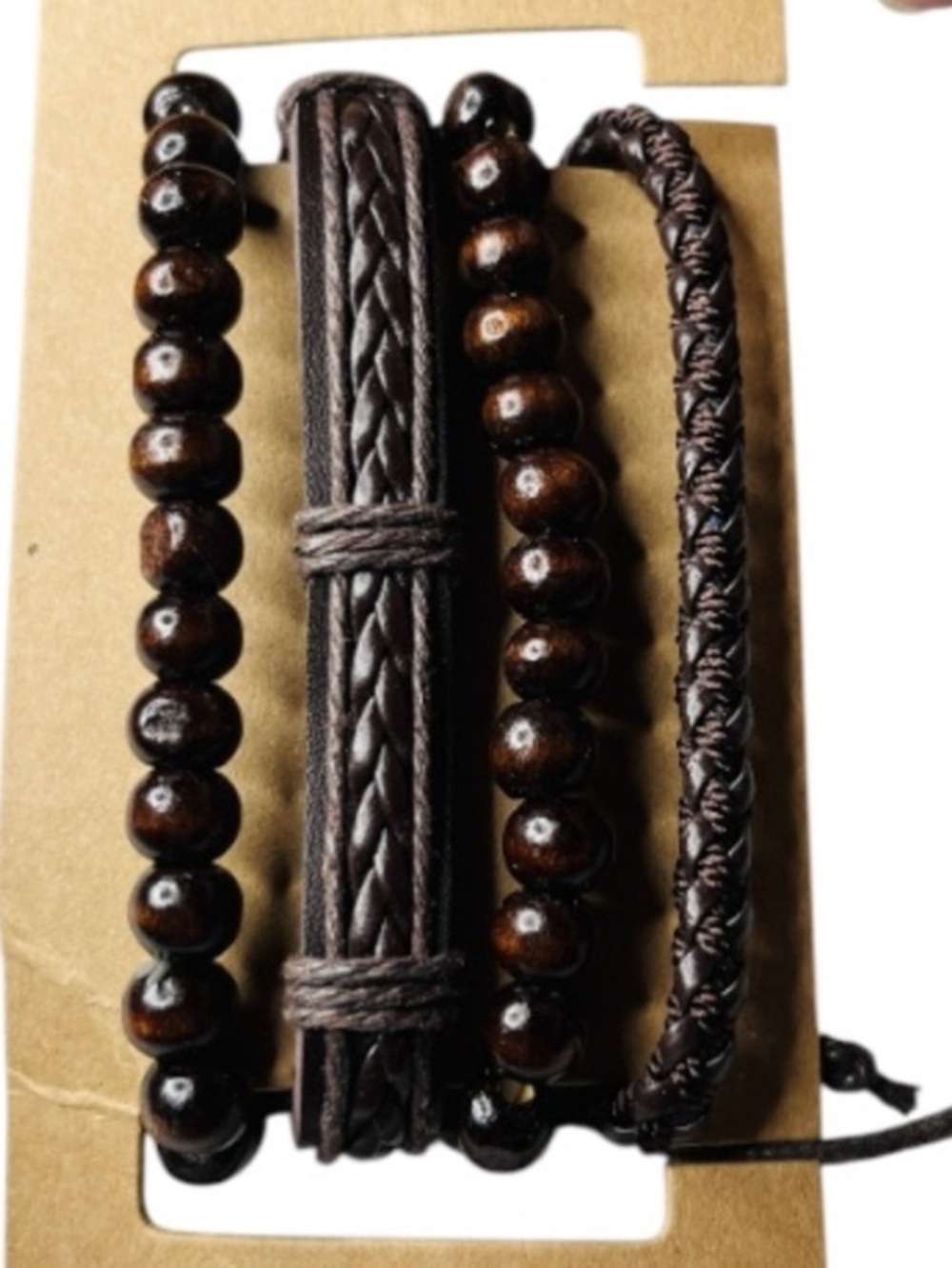 2 for $10 NWT Fashion Jewelry Men's Brown Beaded Bracelet Set